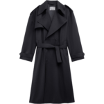 The Frankie Shop Dursley Tailored Trench Coat - Black - Oversized Minimalist Coats in Black - Shop at Coveti