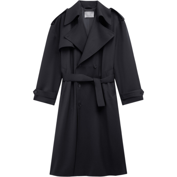 The Frankie Shop Dursley Tailored Trench Coat - Black - Oversized Minimalist Coats in Black - Shop at Coveti
