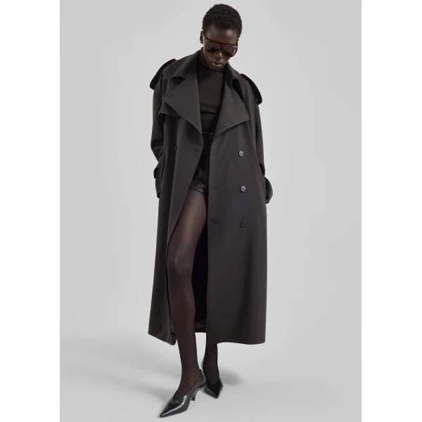 The Frankie Shop Dursley Tailored Trench Coat – Brown, view 2