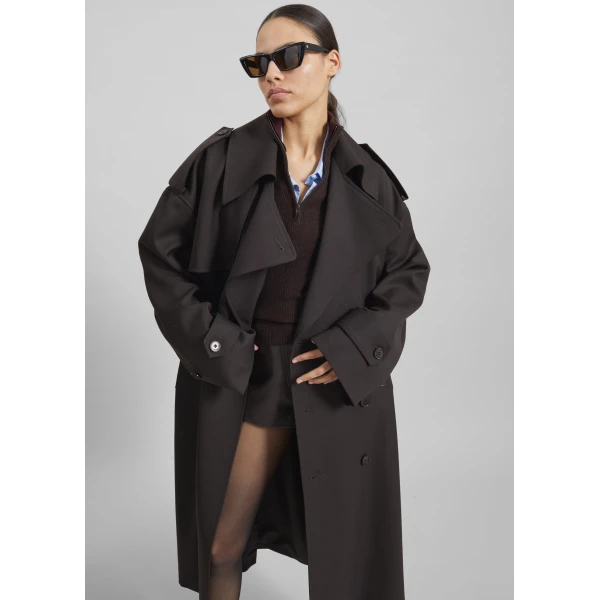 The Frankie Shop Dursley Tailored Trench Coat – Brown, view 3