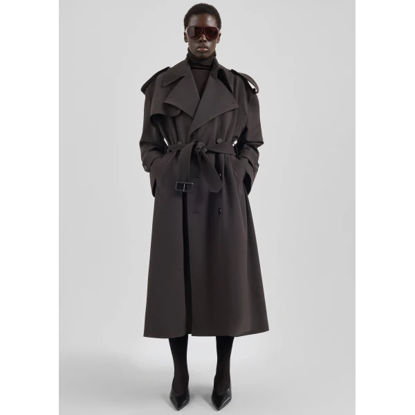 The Frankie Shop Dursley Tailored Trench Coat – Brown, view 4