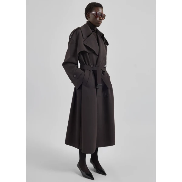 The Frankie Shop Dursley Tailored Trench Coat – Brown, view 6
