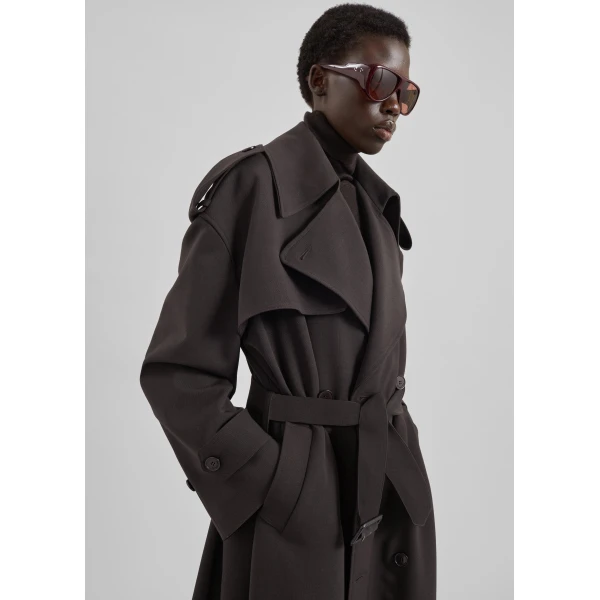 The Frankie Shop Dursley Tailored Trench Coat – Brown, view 8