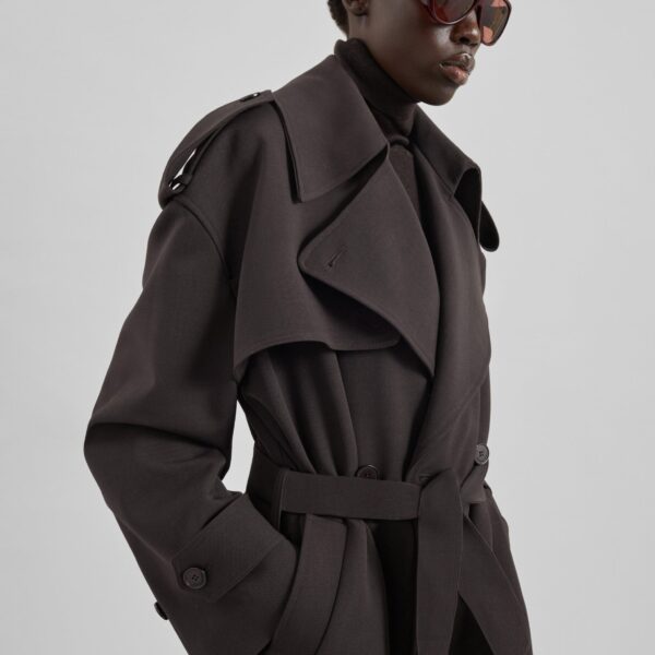 The Frankie Shop Dursley Tailored Trench Coat - Brown - Oversized Minimalist Coats in Brown - Shop at Coveti