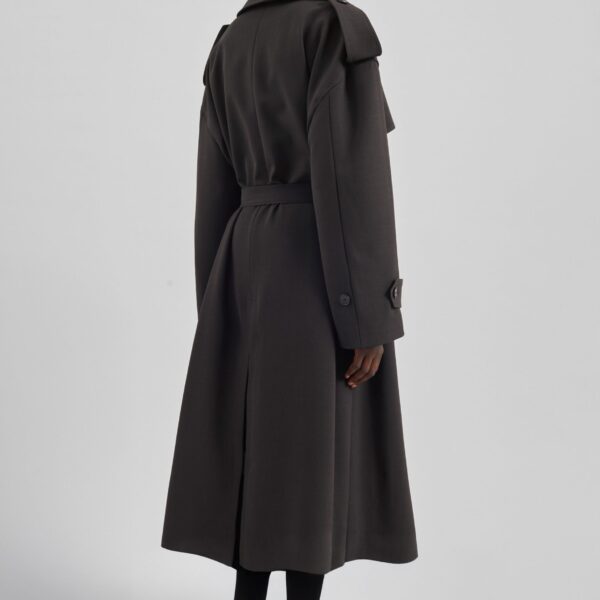 The Frankie Shop Dursley Tailored Trench Coat - Brown - Oversized Minimalist Coats in Brown - Shop at Coveti