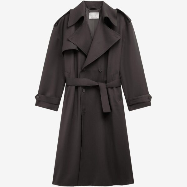 The Frankie Shop Dursley Tailored Trench Coat - Brown - Oversized Minimalist Coats in Brown - Shop at Coveti