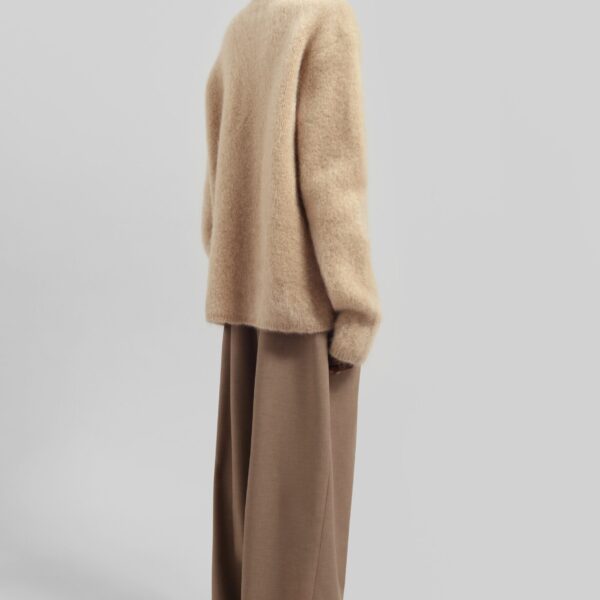 The Frankie Shop Ellery Mohair Crewneck Sweater - Beige - Oversized Minimalist Knitwear in Beige - Shop at Coveti