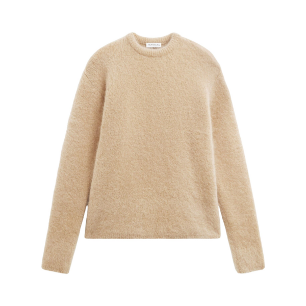 The Frankie Shop Ellery Mohair Crewneck Sweater - Beige - Oversized Minimalist Knitwear in Beige - Shop at Coveti