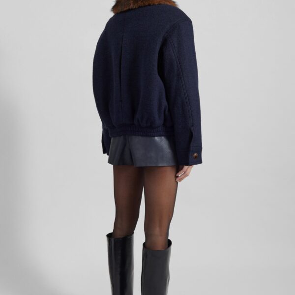 The Frankie Shop Elmont Brushed Wool Quilted Jacket - Dark Navy - Oversized Minimalist Jackets in Blue - Shop at Coveti