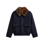 The Frankie Shop Elmont Brushed Wool Quilted Jacket - Dark Navy - Oversized Minimalist Jackets in Blue - Shop at Coveti