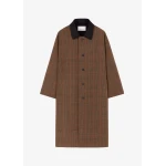 The Frankie Shop Elton Reversible Car Coat - Brown Glen Plaid - Oversized Minimalist Coats in Brown - Shop at Coveti