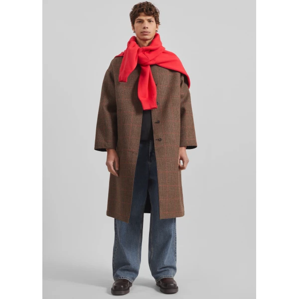 The Frankie Shop Elton Reversible Car Coat – Brown Glen Plaid, view 7