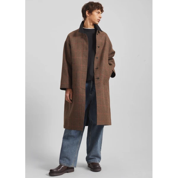 The Frankie Shop Elton Reversible Car Coat – Brown Glen Plaid, view 8