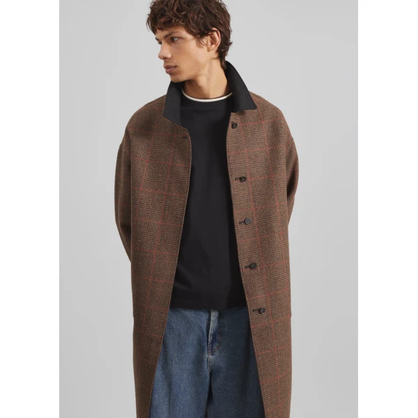 The Frankie Shop Elton Reversible Car Coat – Brown Glen Plaid, view 9