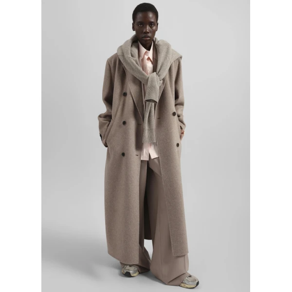 The Frankie Shop Gaia Double Breasted Coat – Taupe Melange, view 2