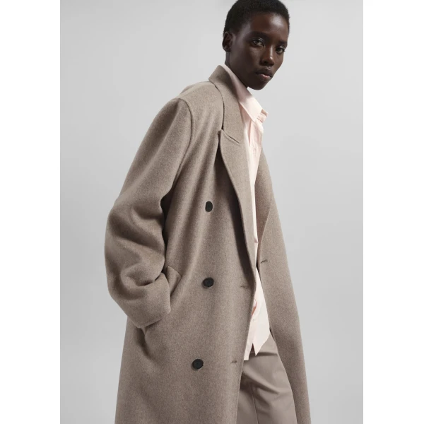 The Frankie Shop Gaia Double Breasted Coat – Taupe Melange, view 3