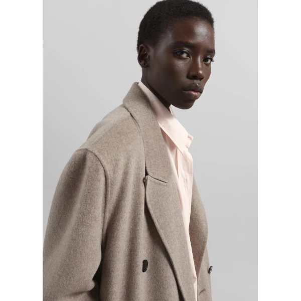 The Frankie Shop Gaia Double Breasted Coat – Taupe Melange, view 6