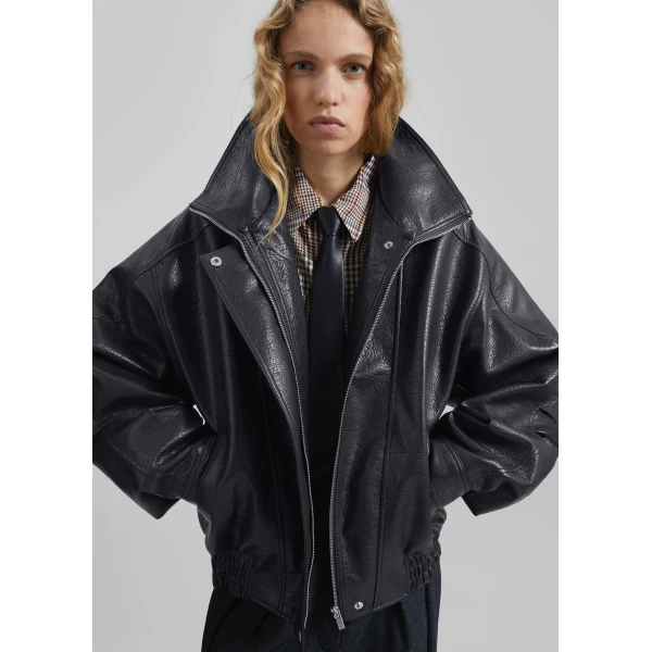 The Frankie Shop Gemonio Faux Leather Jacket – Black, view 2