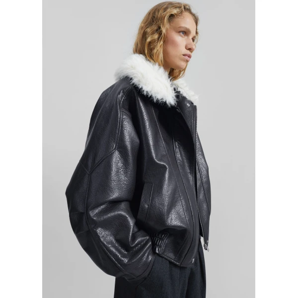 The Frankie Shop Gemonio Faux Leather Jacket – Black, view 3