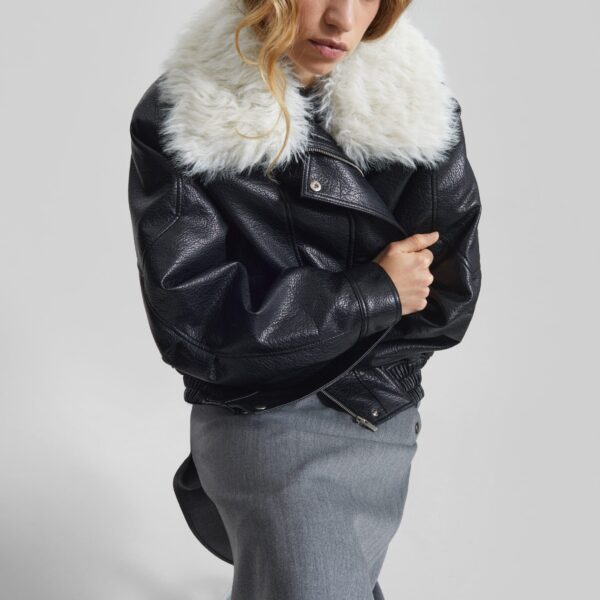 The Frankie Shop Gemonio Faux Leather Jacket - Black - Oversized Minimalist Jackets in Black - Shop at Coveti