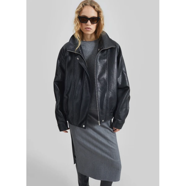 The Frankie Shop Gemonio Faux Leather Jacket – Black, view 6