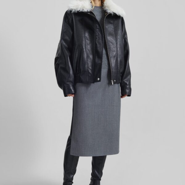The Frankie Shop Gemonio Faux Leather Jacket - Black - Oversized Minimalist Jackets in Black - Shop at Coveti