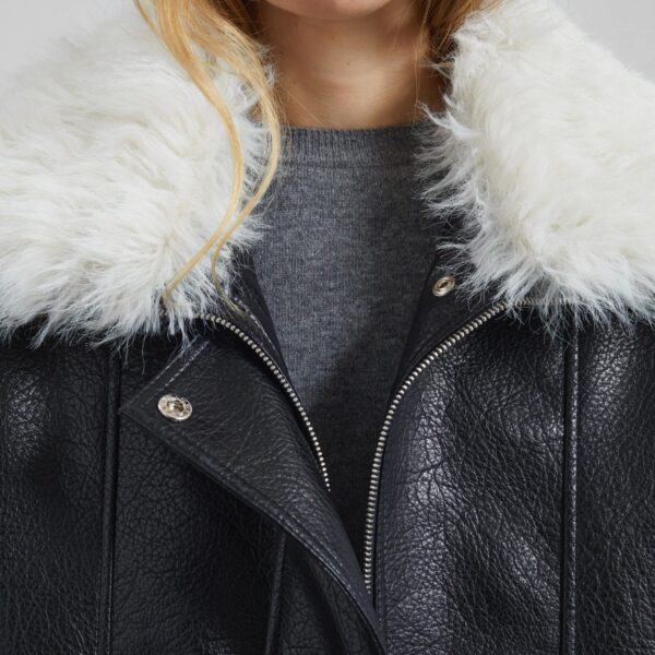 The Frankie Shop Gemonio Faux Leather Jacket - Black - Oversized Minimalist Jackets in Black - Shop at Coveti