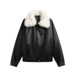 The Frankie Shop Gemonio Faux Leather Jacket - Black - Oversized Minimalist Jackets in Black - Shop at Coveti