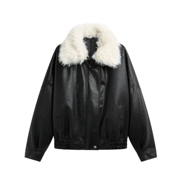 The Frankie Shop Gemonio Faux Leather Jacket - Black - Oversized Minimalist Jackets in Black - Shop at Coveti