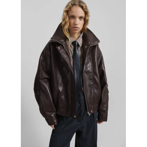 The Frankie Shop Gemonio Faux Leather Jacket – Brown, view 2