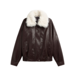 The Frankie Shop Gemonio Faux Leather Jacket - Brown - Oversized Minimalist Jackets in Brown - Shop at Coveti