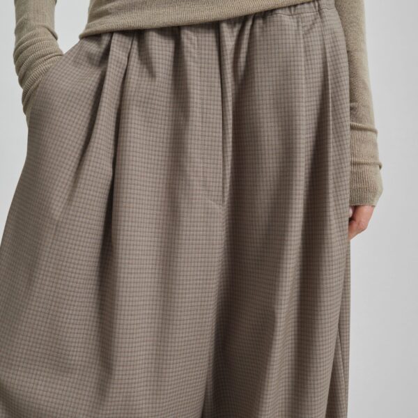 The Frankie Shop Gistel Pleated Pants - Beige Plaid - Oversized Minimalist Pants in Beige - Shop at Coveti