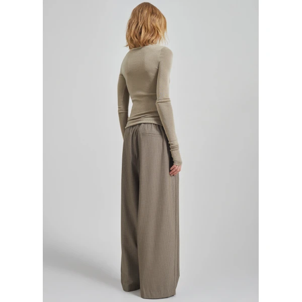 The Frankie Shop Gistel Pleated Pants – Beige Plaid, view 8