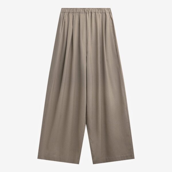 The Frankie Shop Gistel Pleated Pants - Beige Plaid - Oversized Minimalist Pants in Beige - Shop at Coveti