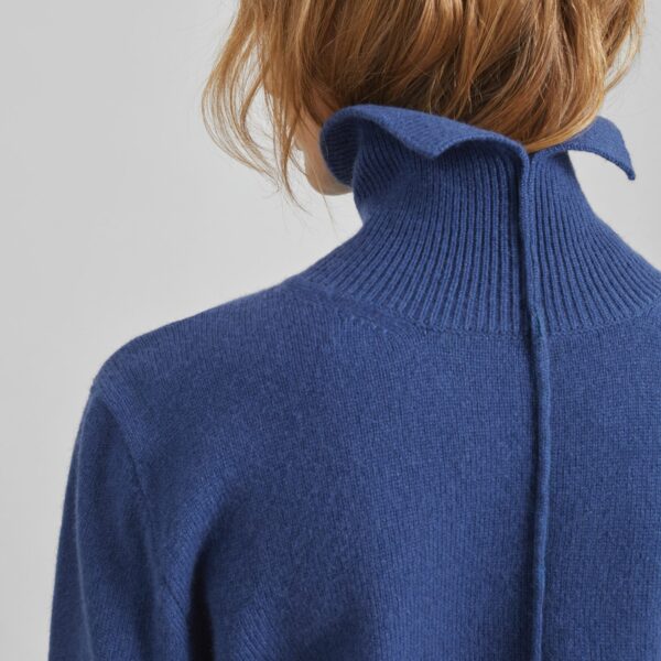 The Frankie Shop Grenaa Wool Turtleneck Sweater - Blue - Oversized Minimalist Knitwear in Blue - Shop at Coveti