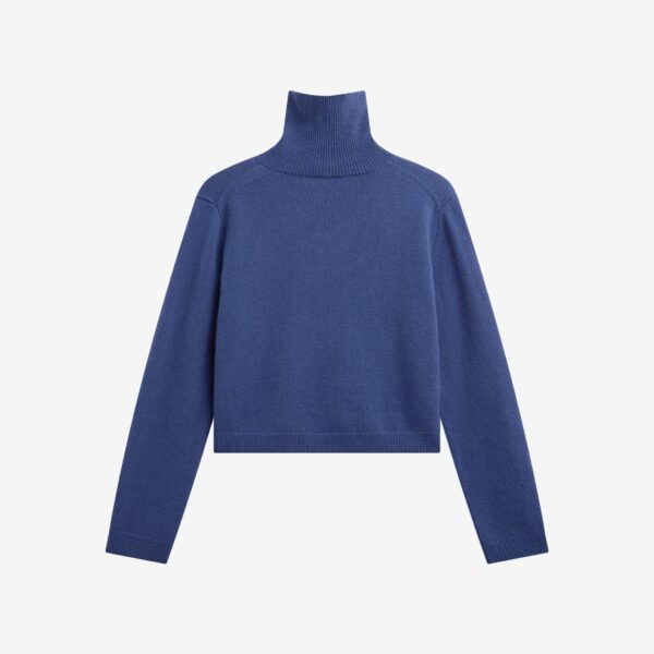 The Frankie Shop Grenaa Wool Turtleneck Sweater - Blue - Oversized Minimalist Knitwear in Blue - Shop at Coveti