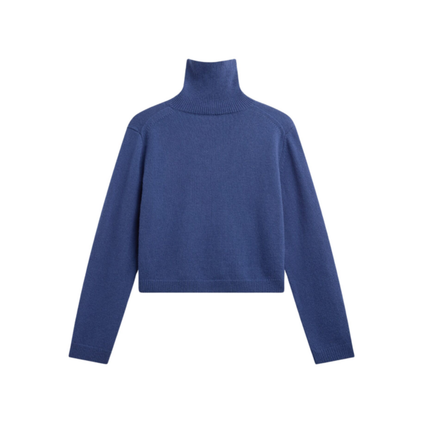 The Frankie Shop Grenaa Wool Turtleneck Sweater - Blue - Oversized Minimalist Knitwear in Blue - Shop at Coveti