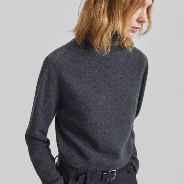 The Frankie Shop Grenaa Wool Turtleneck Sweater - Dark Grey - Oversized Minimalist Knitwear in Grey - Shop at Coveti