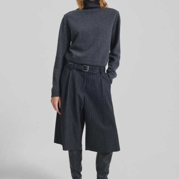 The Frankie Shop Grenaa Wool Turtleneck Sweater - Dark Grey - Oversized Minimalist Knitwear in Grey - Shop at Coveti