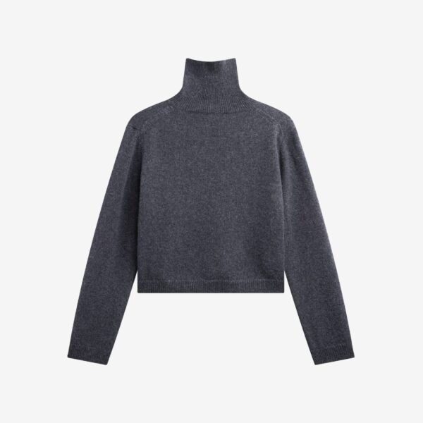 The Frankie Shop Grenaa Wool Turtleneck Sweater - Dark Grey - Oversized Minimalist Knitwear in Grey - Shop at Coveti