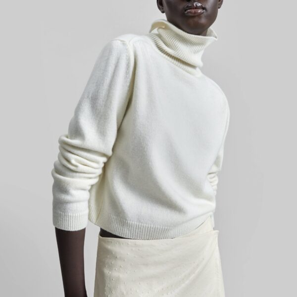 The Frankie Shop Grenaa Wool Turtleneck Sweater - Ivory - Oversized Minimalist Knitwear in Ivory - Shop at Coveti