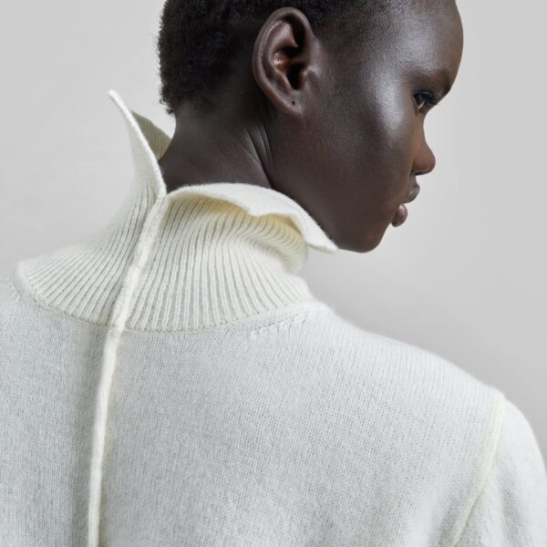 The Frankie Shop Grenaa Wool Turtleneck Sweater - Ivory - Oversized Minimalist Knitwear in Ivory - Shop at Coveti