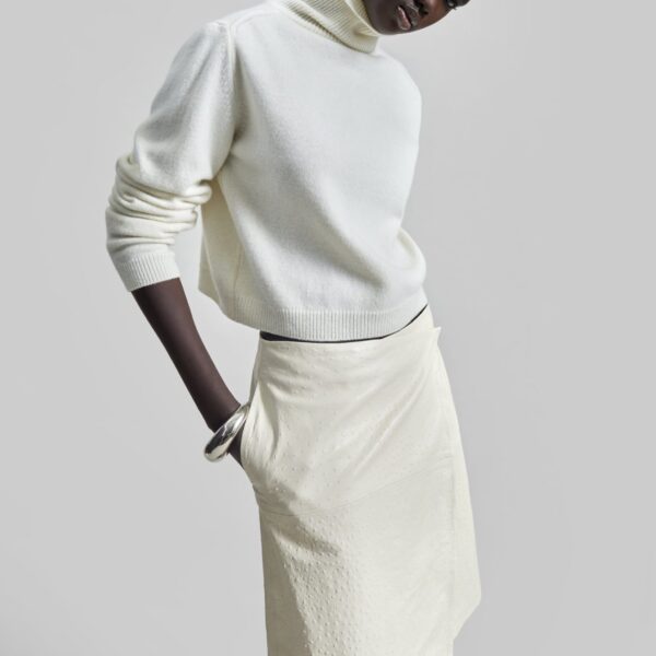 The Frankie Shop Grenaa Wool Turtleneck Sweater - Ivory - Oversized Minimalist Knitwear in Ivory - Shop at Coveti