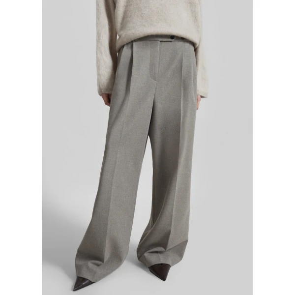 The Frankie Shop Haflso Pleated Wide Trousers – Beige Melange, view 2