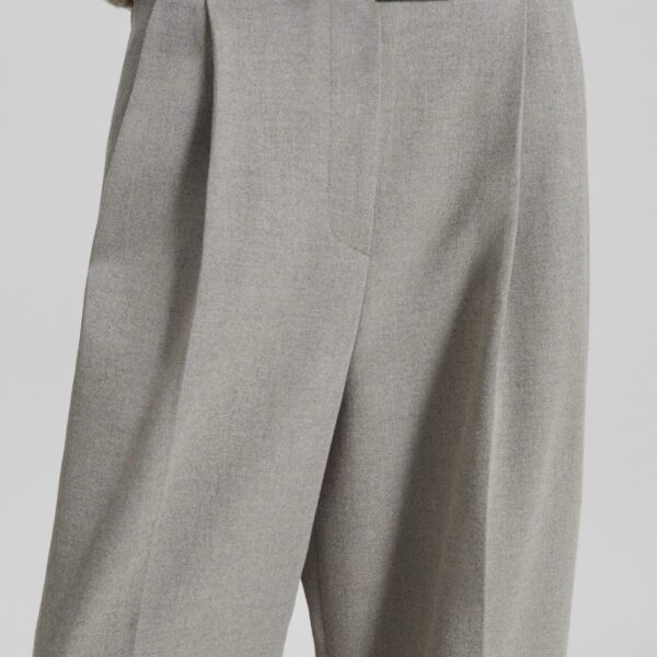 The Frankie Shop Haflso Pleated Wide Trousers - Beige Melange - Oversized Minimalist Pants in Beige - Shop at Coveti