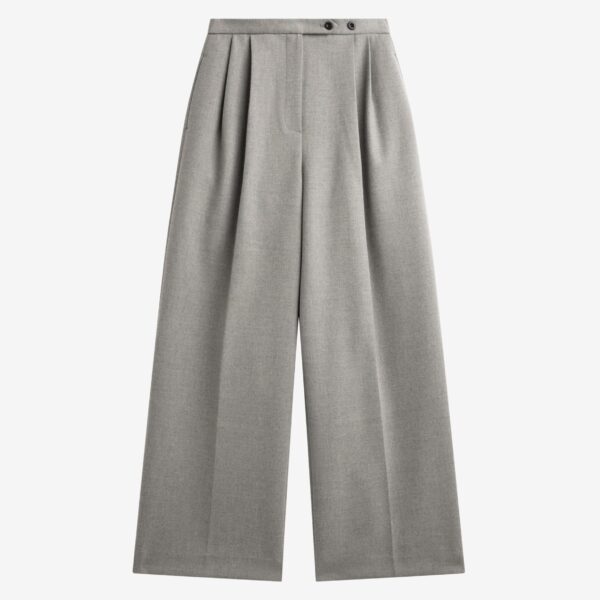 The Frankie Shop Haflso Pleated Wide Trousers - Beige Melange - Oversized Minimalist Pants in Beige - Shop at Coveti