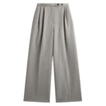 The Frankie Shop Haflso Pleated Wide Trousers - Beige Melange - Oversized Minimalist Pants in Beige - Shop at Coveti