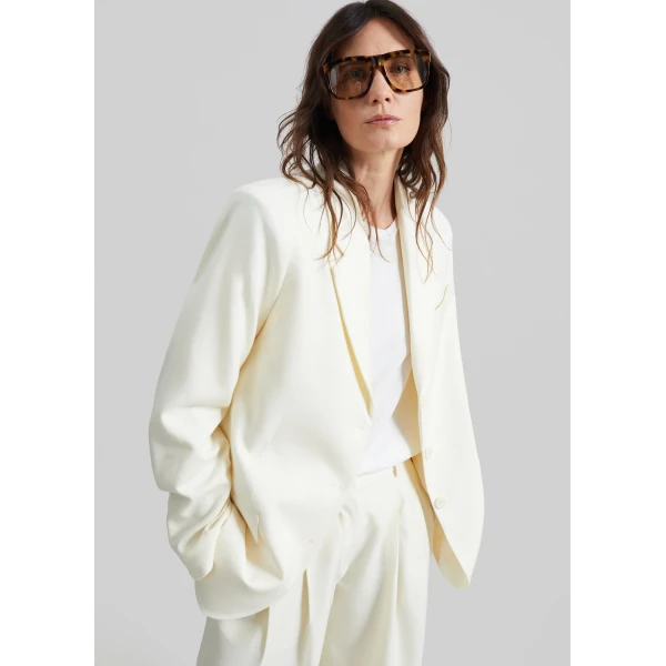 The Frankie Shop Halser Oversized Blazer – Ivory, view 2