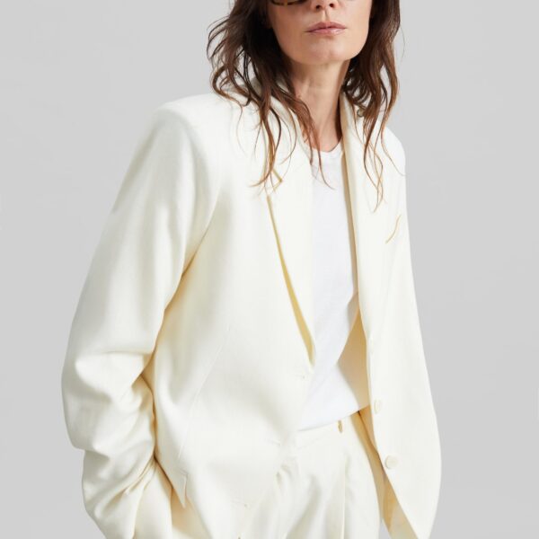 The Frankie Shop Halser Oversized Blazer - Ivory - Oversized Minimalist Jackets in Ivory - Shop at Coveti