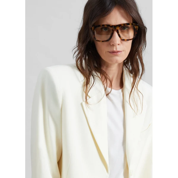 The Frankie Shop Halser Oversized Blazer - Ivory - Oversized Minimalist Jackets in Ivory - Shop at Coveti
